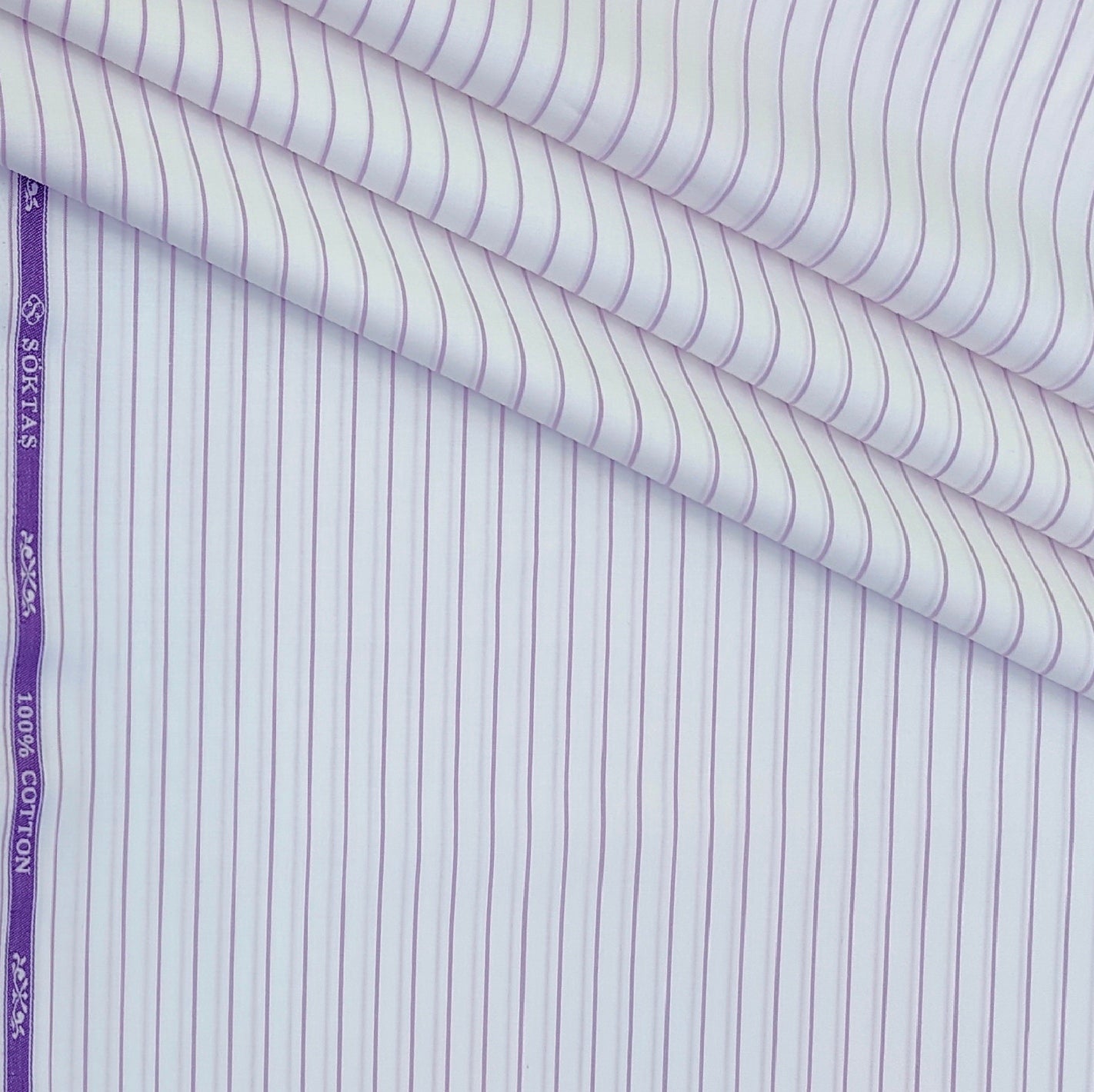 Shirt Fabric Soktas Finest 80s Giza Cotton Lining Colour Purple N White